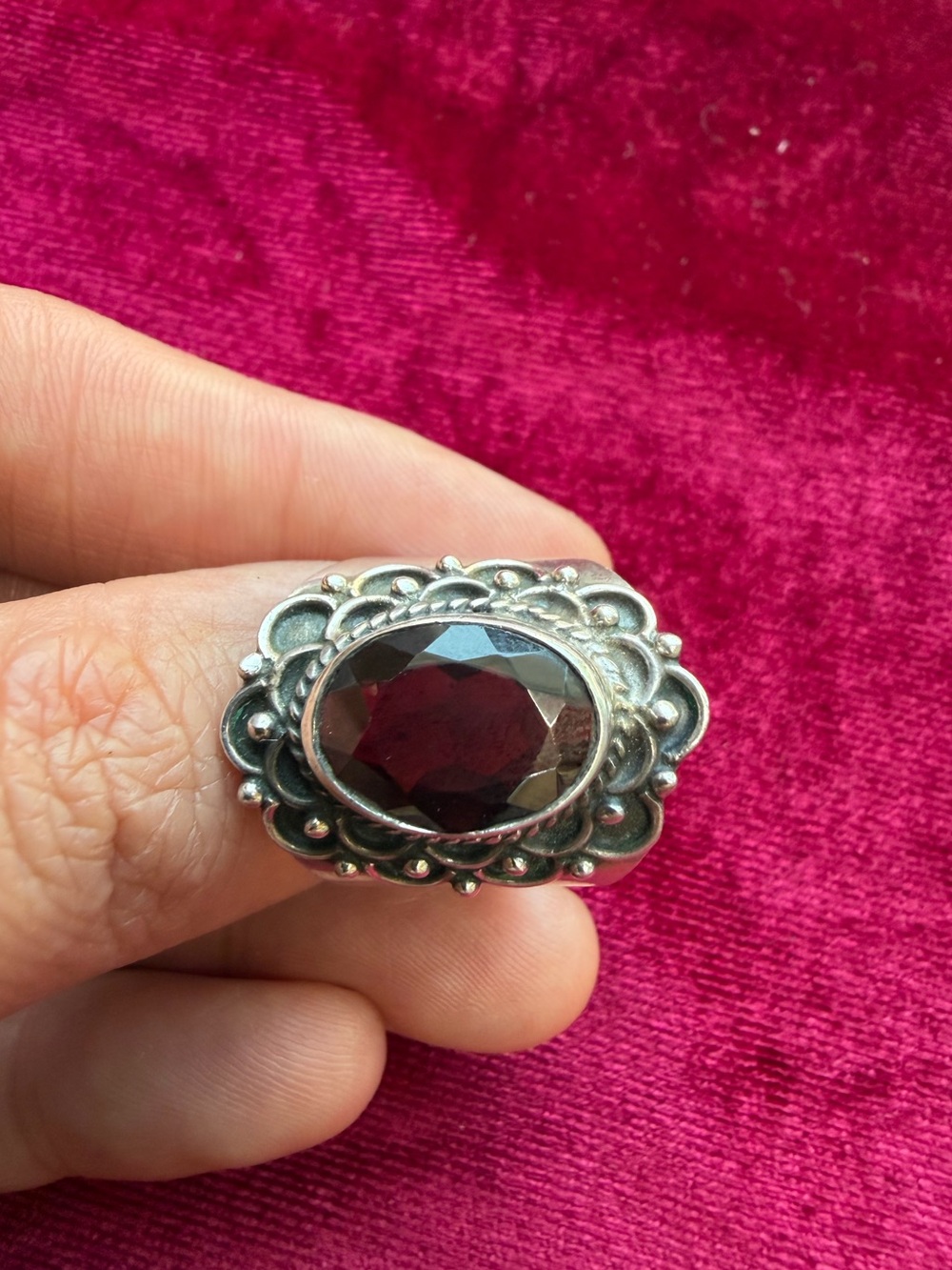 925 Sterling Silver Garnet Gemstone Ring